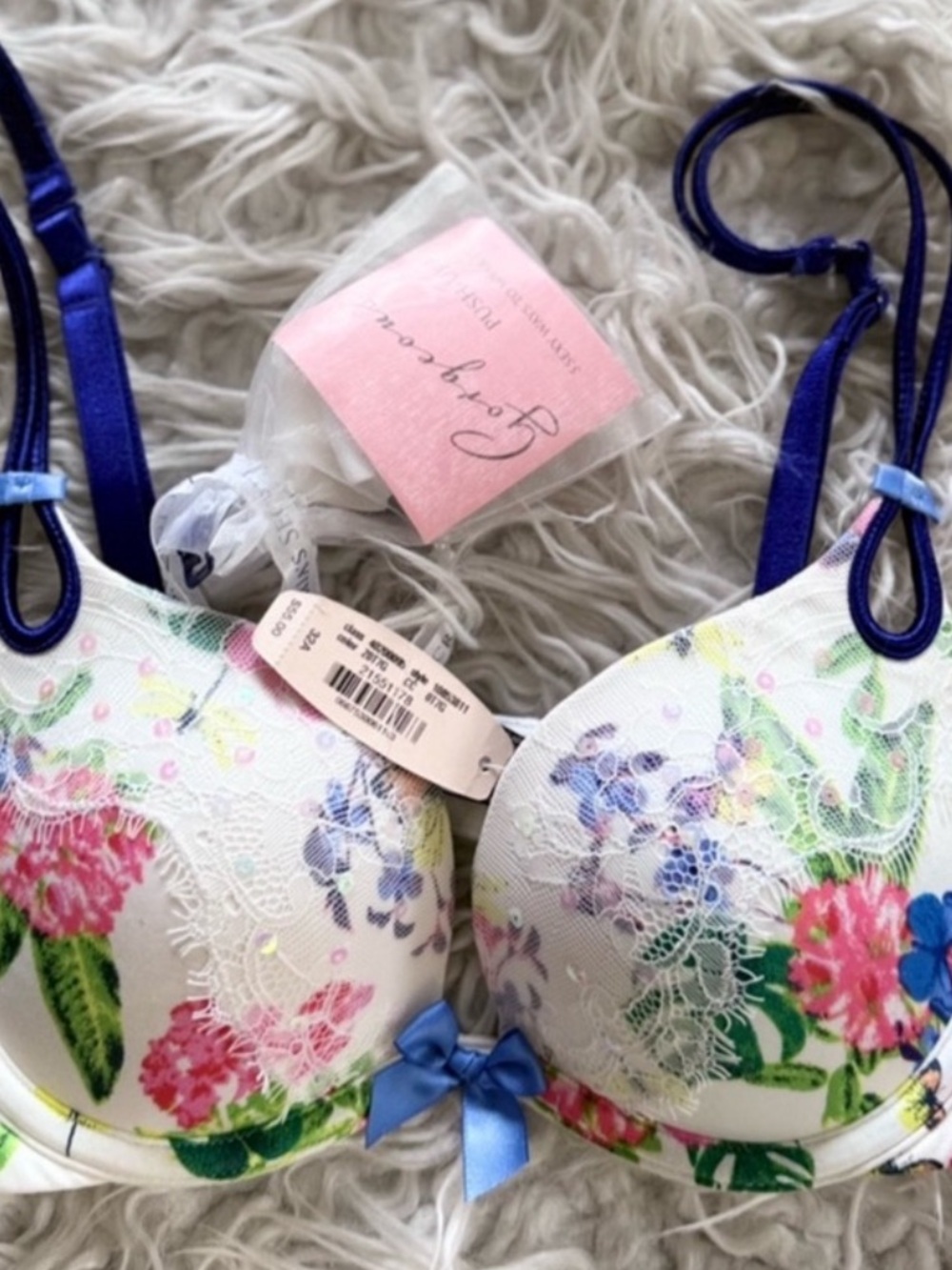 NWT Victoria's Secret Push Up Floral Lace Bra - Multicolor